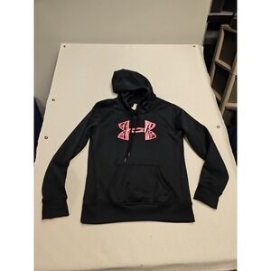 Under Armour Big Logo Black Pink Camo Woman's Sz Small Cold Gear Hoodie